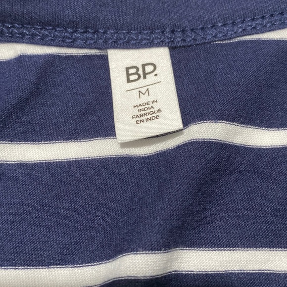 Navy Blue and White Striped Top, Scoop Neck Short Sleeve Tee, Cotton Modal Blend - Picture 10 of 12